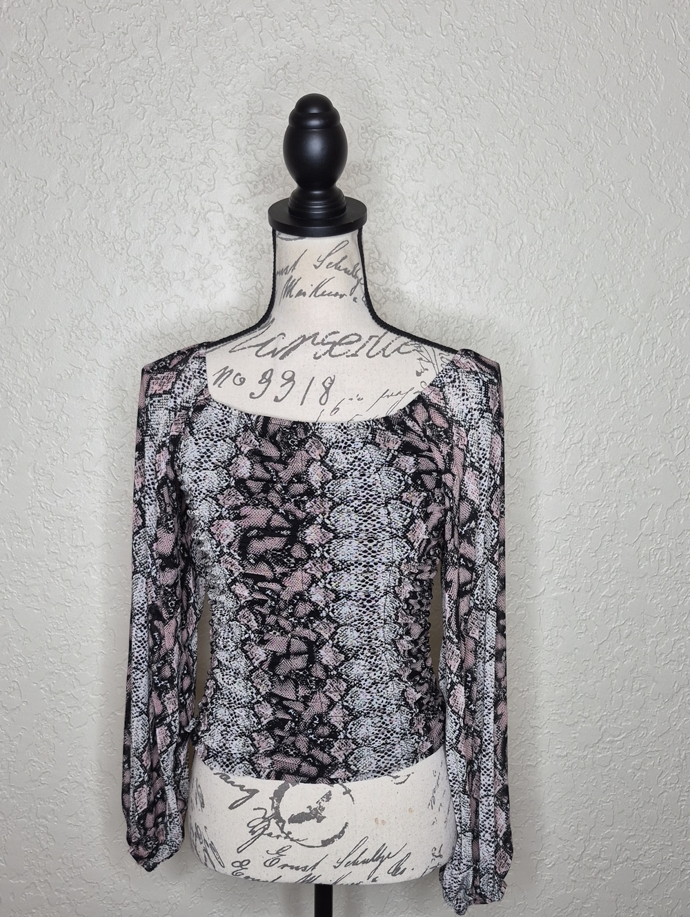 A Love Story Multicolored Reptile Print Sheer Top Size S